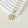 Necklace Stainless Steel Evil Eye Mixed Gemstone Inlay Gold Plated