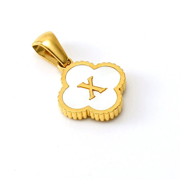 Necklace Stainless Steel Four Leaf Clover Letter Pendant Electroplating Design
