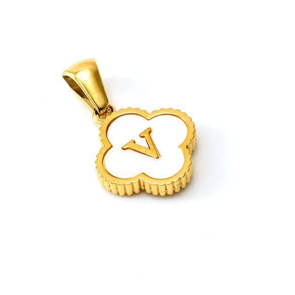 Necklace Stainless Steel Four Leaf Clover Letter Pendant Electroplating Design