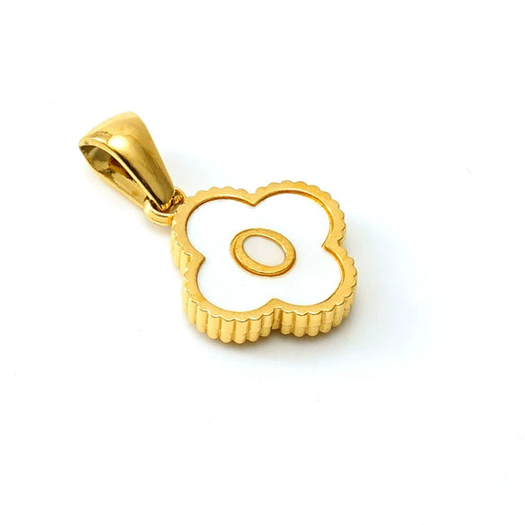 Necklace Stainless Steel Four Leaf Clover Letter Pendant Electroplating Design