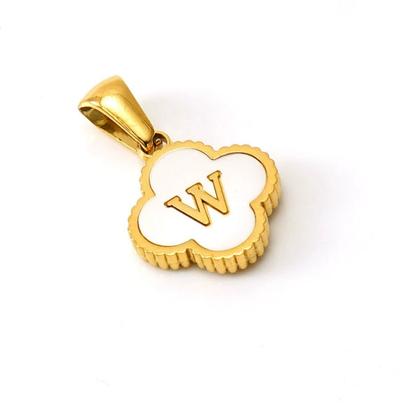 Necklace Stainless Steel Four Leaf Clover Letter Pendant Electroplating Design