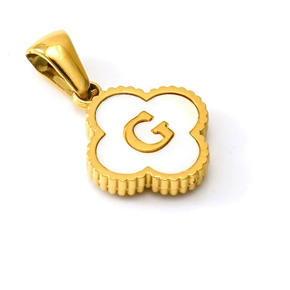 Necklace Stainless Steel Four Leaf Clover Letter Pendant Electroplating Design
