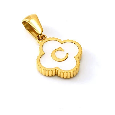 Necklace Stainless Steel Four Leaf Clover Letter Pendant Electroplating Design