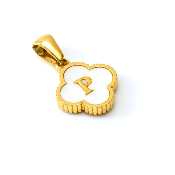 Necklace Stainless Steel Four Leaf Clover Letter Pendant Electroplating Design