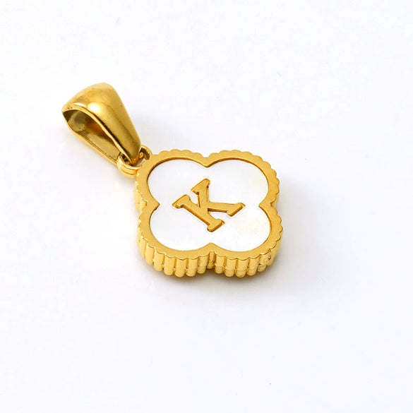 Necklace Stainless Steel Four Leaf Clover Letter Pendant Electroplating Design