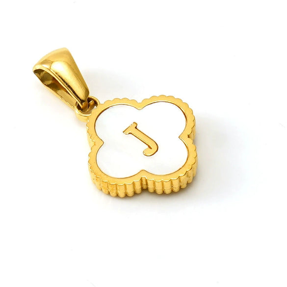 Necklace Stainless Steel Four Leaf Clover Letter Pendant Electroplating Design
