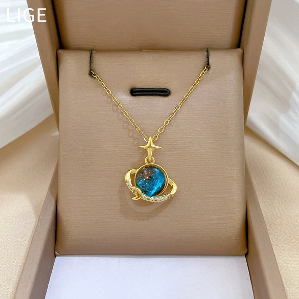 Necklace Stainless Steel Geometric Cartoon Minimalist Style Copper Pendant