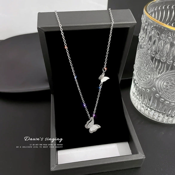 Necklace Stainless Steel Geometric Cartoon Style Titanium Steel Butterfly Design Unisex