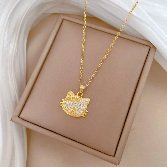 Necklace Stainless Steel Geometric Cat Bow Copper Luxury Elegant For Women
