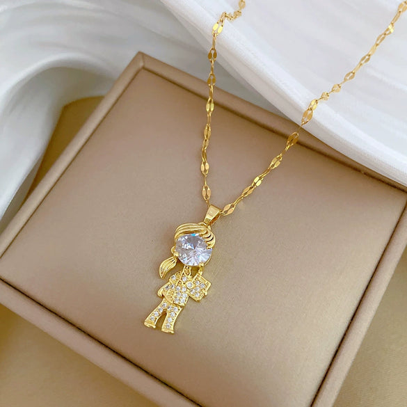 Necklace Stainless Steel Geometric Copper Light Luxury Allmatch