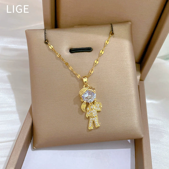 Necklace Stainless Steel Geometric Copper Light Luxury Allmatch