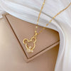 Necklace Stainless Steel Geometric Copper Mickey Hollow Full Diamond Light Luxury Elegant Gorgeous Unisex Allmatch Clavicle Chain