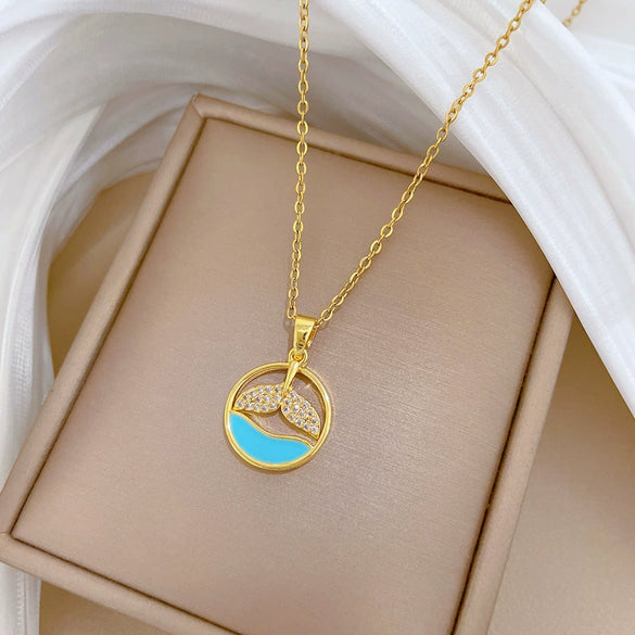 Necklace Stainless Steel Geometric Copper Pendant Cartoon Minimalist Style
