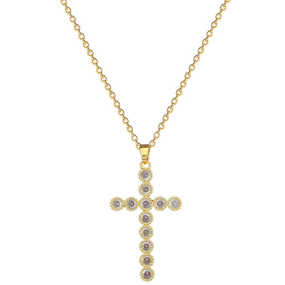 Necklace Stainless Steel Geometric Cross Full Diamond Light Luxury Elegant Gorgeous Unisex Allmatch Clavicle Chain