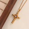 Necklace Stainless Steel Geometric Cross Rhinestones Electroplated O Chain Pendant