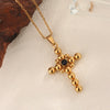 Necklace Stainless Steel Geometric Cross Rhinestones Electroplated O Chain Pendant