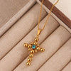 Necklace Stainless Steel Geometric Cross Rhinestones Electroplated O Chain Pendant