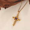 Necklace Stainless Steel Geometric Cross Rhinestones Electroplated O Chain Pendant