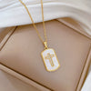 Necklace Stainless Steel Geometric Cross Shell Luxury Style