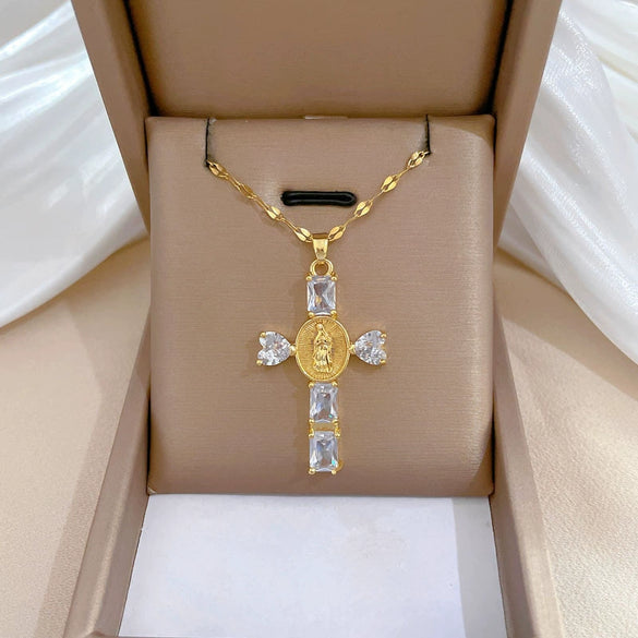 Necklace Stainless Steel Geometric Cross Titanium Steel Chain For Women