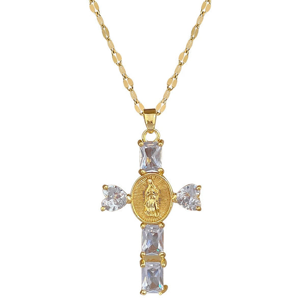 Necklace Stainless Steel Geometric Cross Titanium Steel Chain For Women