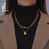 Necklace Stainless Steel Geometric Doublelayer Square Electroplating Mesh Clavicle Chain Sweater Chain
