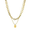 Necklace Stainless Steel Geometric Doublelayer Square Electroplating Mesh Clavicle Chain Sweater Chain