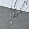 Necklace Stainless Steel Geometric Doublelayer Square Electroplating Mesh Clavicle Chain Sweater Chain
