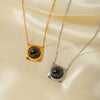 Necklace Stainless Steel Geometric Electroplating Black Onyx Pendant Women