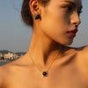 Necklace Stainless Steel Geometric Electroplating Black Onyx Pendant Women