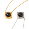 Necklace Stainless Steel Geometric Electroplating Black Onyx Pendant Women