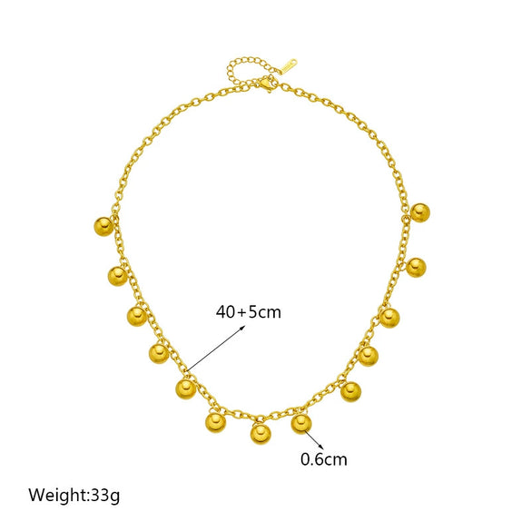 Necklace Stainless Steel Geometric Electroplating Chain Ball Bead Pendant