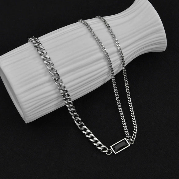 Necklace Stainless Steel Geometric Electroplating Hiphop Square