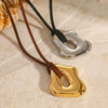 Necklace Stainless Steel Geometric Electroplating Liquid Smooth Hollow Pendant Korean Velvet Chain For Women