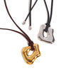 Necklace Stainless Steel Geometric Electroplating Liquid Smooth Hollow Pendant Korean Velvet Chain For Women