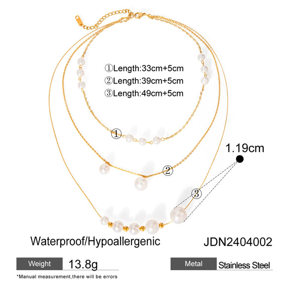 Necklace Stainless Steel Geometric Electroplating Pearl Jewelry For Women