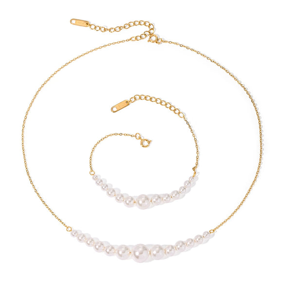 Necklace Stainless Steel Geometric Electroplating Pearl Jewelry For Women