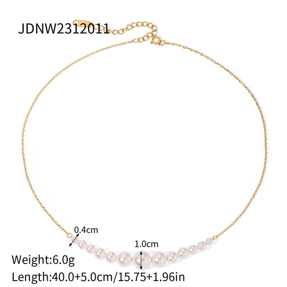 Necklace Stainless Steel Geometric Electroplating Pearl Jewelry For Women
