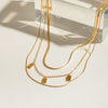 Necklace Stainless Steel Geometric Electroplating Square Flat Snake Chain Ochain Round Snake Chain Three Layer Chain