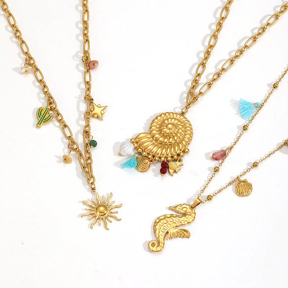 Necklace Stainless Steel Geometric Electroplating Women Casual Style