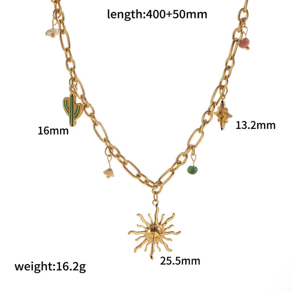 Necklace Stainless Steel Geometric Electroplating Women Casual Style