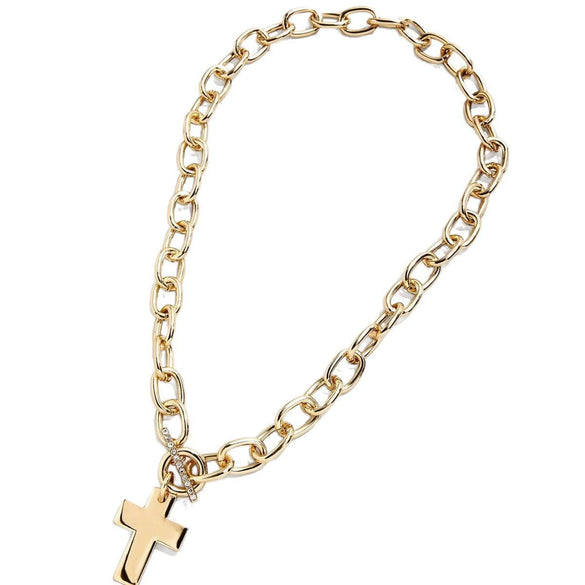 Necklace Stainless Steel Geometric Exaggerated Cross Zircon Ot Clasp Electroplating 18K Gold Color Retention