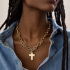 Necklace Stainless Steel Geometric Exaggerated Cross Zircon Ot Clasp Electroplating 18K Gold Color Retention