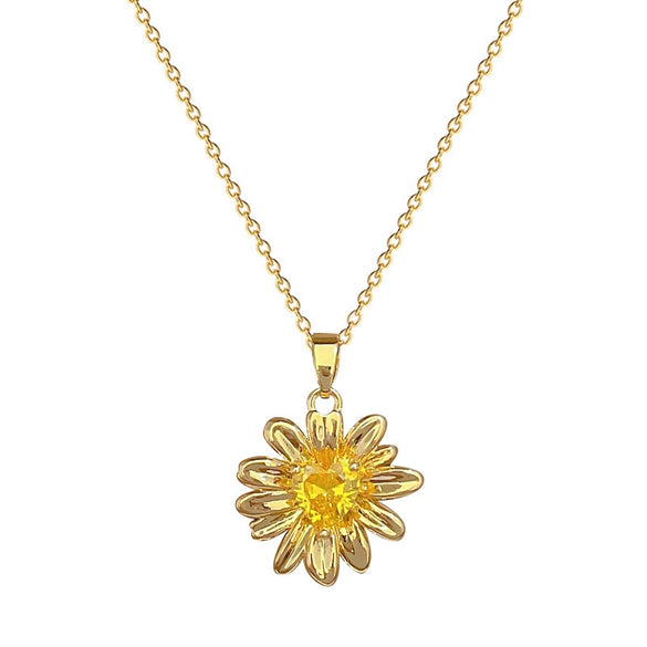 Necklace Stainless Steel Geometric Flower Champagne Gold Titanium Steel Chain For Women And Men