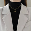 Necklace Stainless Steel Geometric Four Leaf Flower Micro Diamond Double Sided Women's Fine Style
