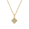 Necklace Stainless Steel Geometric Four Leaf Flower Micro Diamond Double Sided Women's Fine Style