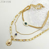 Necklace Stainless Steel Geometric Goldplated Retro Multilayer
