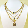 Necklace Stainless Steel Geometric Goldplated Retro Multilayer