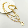 Necklace Stainless Steel Geometric Goldplated Retro Multilayer