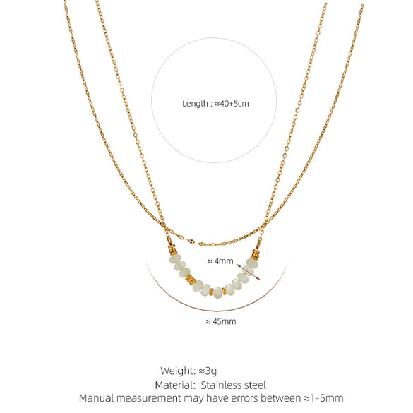 Necklace Stainless Steel Geometric Handmade Stacking Style Horseshoe Spiral Bead Doublelayered Thin O Chain
